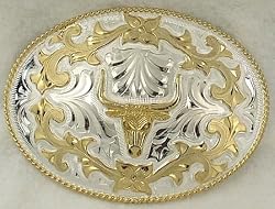 German Silver Longhorn Buckle 4-1/4 " X 3-1/8 "