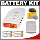 Sony Super Quick Battery Charger with 4x 2700 mAh Ni-MH Batteries + AA Battery Case + Cleaning Kit for Canon Powershot , Nikon Coolpix, Sony CyberShot, Casio Exilim, Kodak EasyShare, Fuji Finepix, Panasonic Lumix, Pentax Optio, Samsung Digimax and Olympus SP Series Digital Cameras