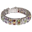 Gift for Her Sterling Silver Multi Gemstone Link Bracelet Dia 2.25 inches (brclt282a)