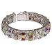 Gift for Her Sterling Silver Multi Gemstone Link Bracelet Dia 2.25 inches (brclt282a)