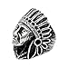 FANSING Jewelry Men's Stainless Steel Indian Chief Rings