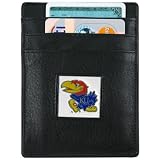 Kansas Jayhawks Black Leather Money Clip and Business Card Holder