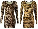 NEW LADIES LEOPARD PRINT BODYCON WOMENS ANIMAL STRETCH LONG SLEEVE DRESS TOP SIZE 8-14