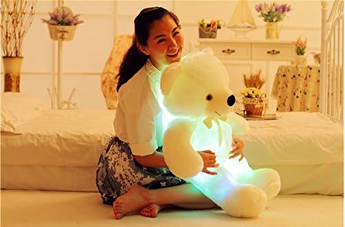UBeauty Creative Christmas Colorful LED Light up Bear Colorful Pillow (30'', White)