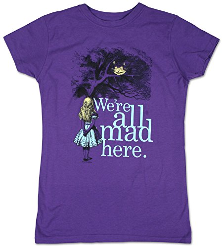 Impact Juniors Alice In Wonderland We're All Mad Here T-Shirt, Purple, Small