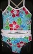 Girls 2-piece Swimwear Ruffle Tankini Aqua/RedFlowers