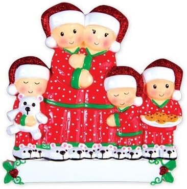 Pajama Family of 5 Personalized Christmas Tree Ornament