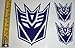 Transformers - Decepticon Set of 3 HQ Single Color Purple Vinyl Sticker Decals