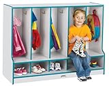 Toddler Coat Locker W/Step - 5 Sections - With Trays - Purple - School & Pl ....