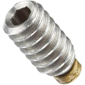 Stainless Steel Set Screw, Hex Socket Drive, Brass Tip, #4-40, 1/8" Length (Pack of 1)