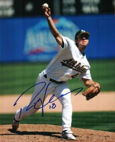 Autographed/Hand Signed 8x10 Photo Rich Harden Oakland City A's