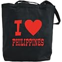 Canvas Tote Bag Black " I Love Philippines " Country