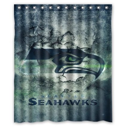 Vintage Design NFL Seattle Seahawks New Style Polyester Bathroom Shower Curtain 60(W)x72(H)