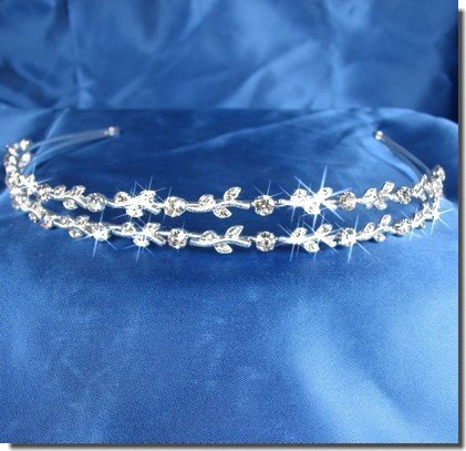 Bridal Wedding Tiara Crown Double Band With Leaves C5346