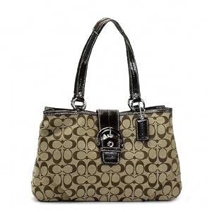 Coach Soho East West Signature Buckle Tote 18750 Khaki Mahogany Skhma