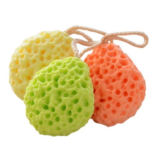 Bestrice Pack of 3 Soft Sponge Body Bath Shower Spa Exfoliator Face Washing Cleansing Puff Scrubber