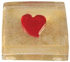 Murano Glass Paperweight / 24k Gold with Precious Red Heart Inlay, Gift Boxed