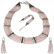 Girls Jewelry Set Silver Rosequartz Necklace Bracelet and Earrings (gnklcs389)