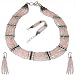 Girls Jewelry Set Silver Rosequartz Necklace Bracelet and Earrings (gnklcs389)