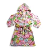 Tag Apparel - Girls Fleece Apple Patchwork Robe, Pink, Multi