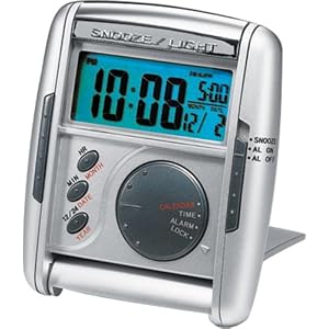 Seiko Travel Alarm Get Up and Glow Clock Silver-Tone Metallic Case