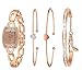 Xinge Women's Rose Gold Tone Bangle Watch and Bracelet Set Analog Quartz 4 PiecesXG592R/225458