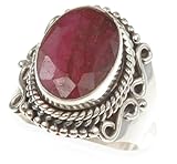 IMAGE OF 925 Sterling Silver Created RUBY Ring, Size 7, 7.86g