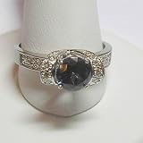 14K White Gold Created Alexandrite and Diamond Ring