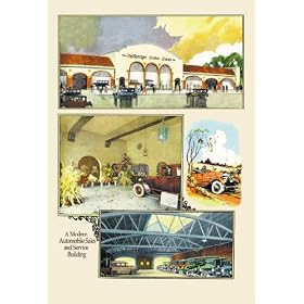 Automobile Sales and Service Building 12x18 Giclee on canvas