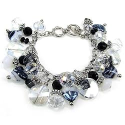 Artistic Bead Black Shades Glass Charm Bracelet