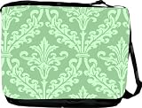 Rikki KnightTM Mint Green Color Damask Design Messenger Bag - Book Bag - Unisex - Ideal Gift for all occassions!