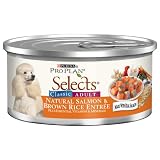 Pro Plan Selects Canned Dog Food, Classic Adult Natural Salmon and Brown Rice Formula (Pack of 24 5.5 Ounce Cans)