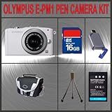 Olympus PEN E-PM1 Digital Camera (White) W/14-42mm Lens + Huge Accessories  ....