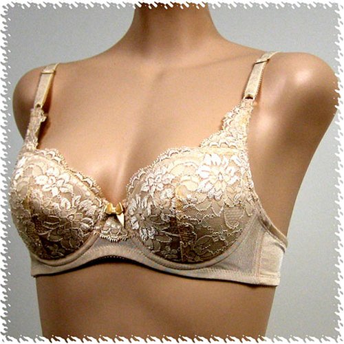 Jasmin 2 Pack $30 BEIGE SATIN FLORAL BRA #2603 sz 34A 36A