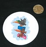 3" button / pin printed with birds, pair, migration, flying, luggage