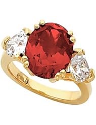 14K Yellow Gold Chatham Created Ruby and Diamond Ring -- LIFETIME WARRANTY