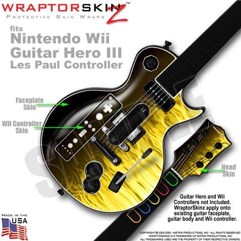 Fire Yellow Flames Skin by WraptorSkinz TM fits Nintendo Wii Guitar Hero III (3) Les Paul Controller (GUITAR NOT INCLUDED)