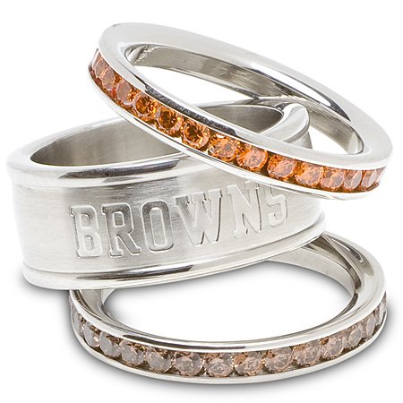 Stainless Steel Cleveland Browns Stacked Ring Set NEW