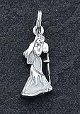 Blue Enameled Bride and Groom Charm, Sterling Silver
