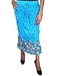 Hippie Maxi Skirt Blue Women's Designer Printed Crinkle Long Skirts