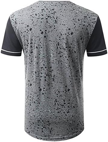 HongPing® Mens Hipster Hip Hop Button-Down Baseball Jersey Short Sleeve Shirt--AMTS (L, GRAY)