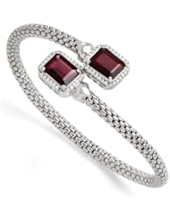 Leslies Sterling Silver Garnet and CZ Flexible Bangle