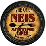 Neis 's Family Diner Black Cascading Pub Style Wall Clock