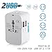 Trustin Universal Adaptor Worldwide Travel Adapter with Built In Dual USB Charger Ports All-in-one Chargers 100-240V Surge/Spike Protected Electrical Plug (White)