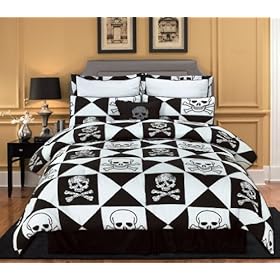 Boys Queen Bedding Buy 7 Pieces Black And White Pirate Skull And