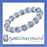 Evil Eye Murano Glass Judaica Hamsa Charm Stretch Bracelet - Purple Shade