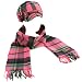 Winter Plaid Ribbon Bow Newsboy Cabbie Hat Softer Than Cashmere Scarf Pink
