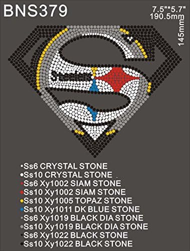 Pittsburgh Steelers Superman Rhinestone Iron On Heat Transfer Size:7.5" X 5.7"