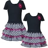 Rare Editions LITTLE GIRLS 4-6X BLACK WHITE PINK TIERED HOUNDSTOOTH TULLE RIBBED KNIT Special Occasion Girl Party Dress