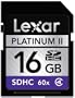Lexar Platinum II 16 GB 60x Class 4 SDHC Flash Memory Card LSD16GBSBNA060